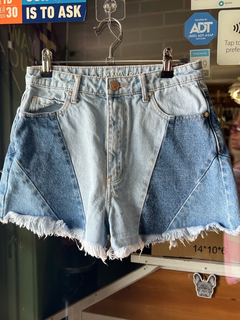 Two-Tone Light & Dark Blue High-Rise Denim Shorts Size 5
